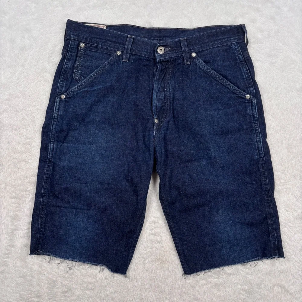 Wallace & Barnes Shorts Men 32 Button Fly Japan Indigo Selvedge Denim Cutoff USA